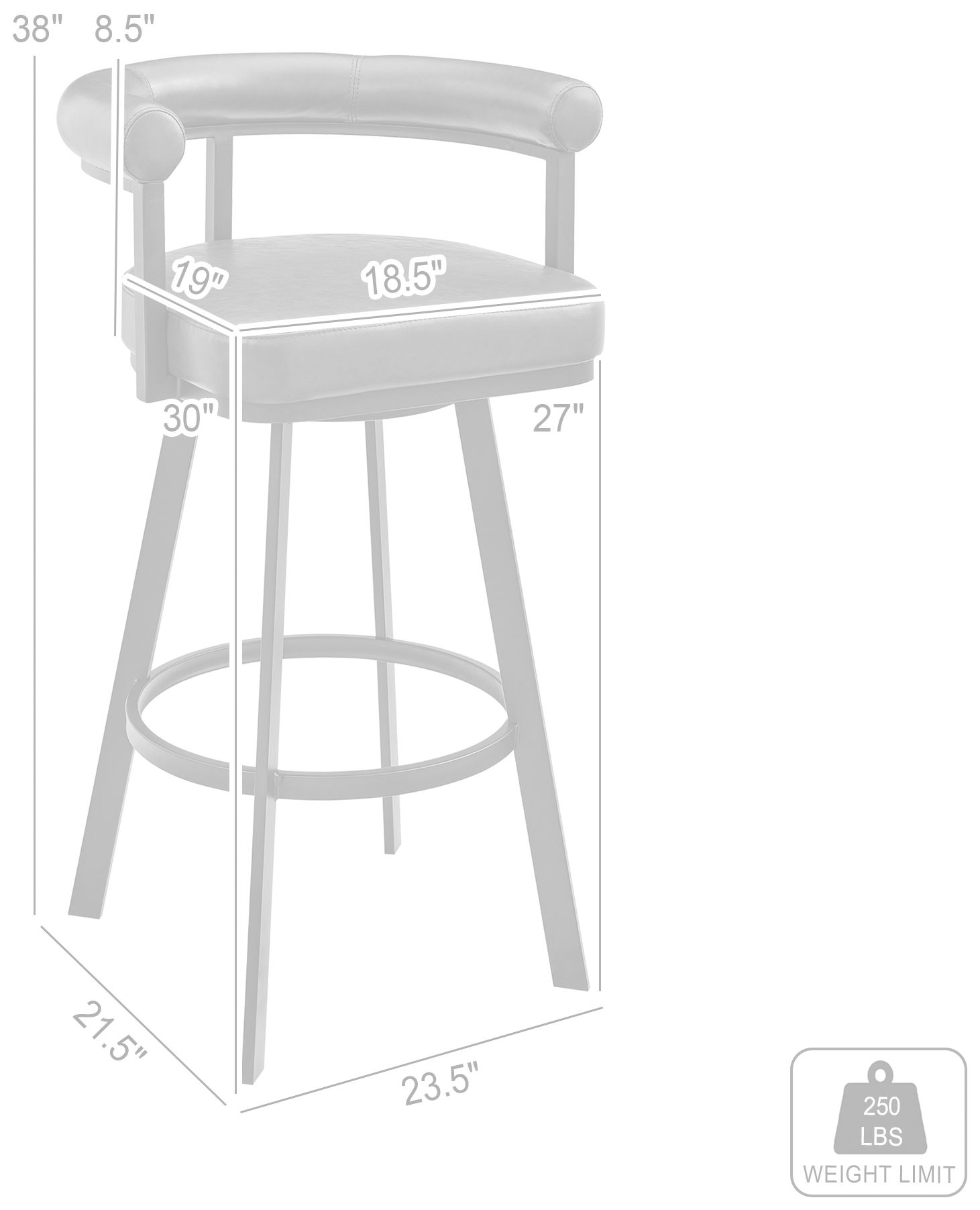 Nolagam 30 in. Swivel Barstool in Black Finish with Brown Faux Leather