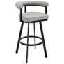 Nolagam 30 in. Swivel Barstool in Black Finish with Light Grey Faux Leather