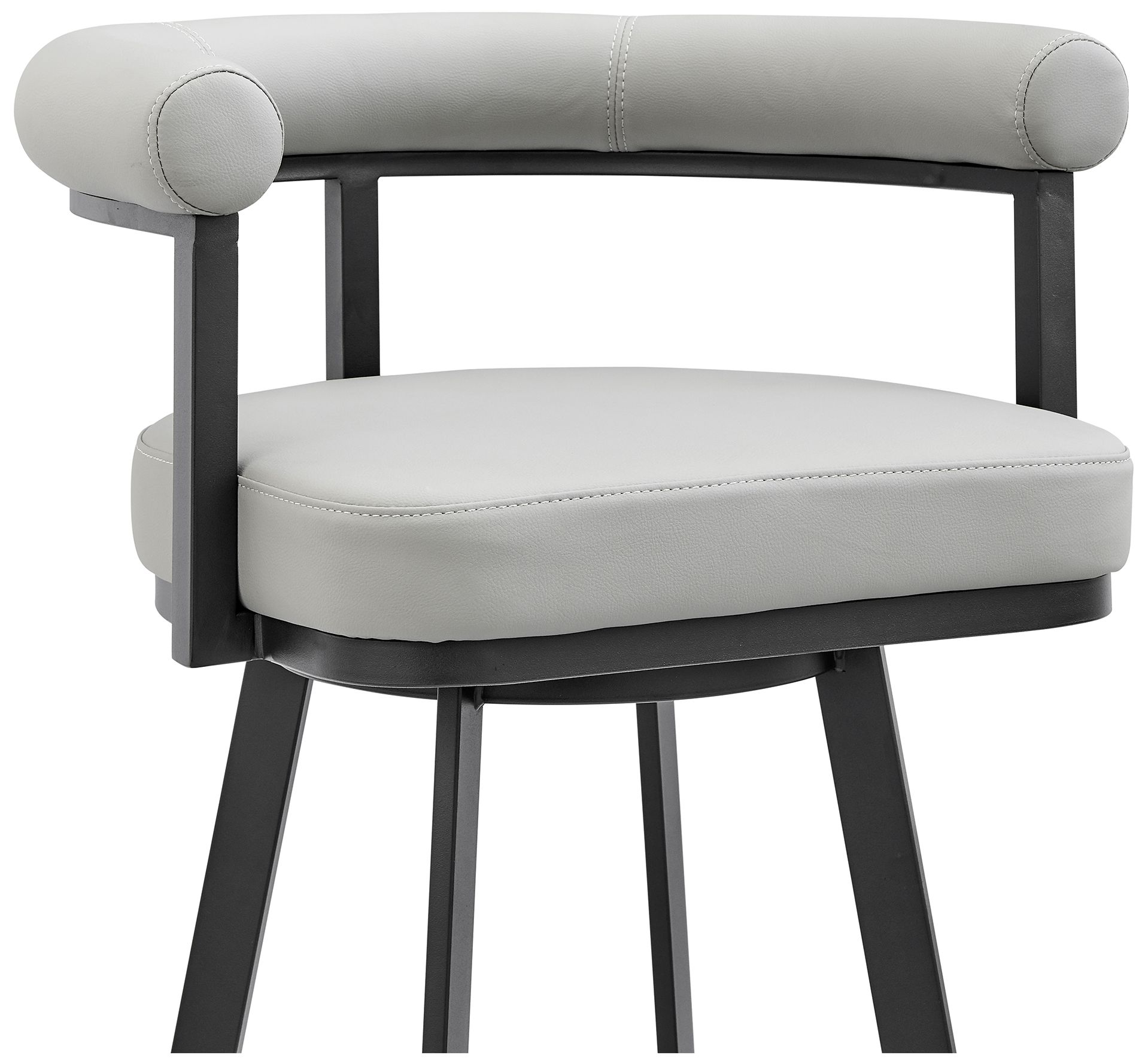 Image 7 Nolagam 30 in. Swivel Barstool in Black Finish with Light Grey Faux Leather more views