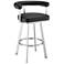 Nolagam 30 in. Swivel Barstool in Stainless Steel, Black Faux Leather