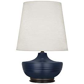 Image1 of Nolan Matte Midnight Blue and Patina Bronze Table Lamp
