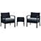 Noli 3-Piece Black Rattan Outdoor End Table and Armchair Set