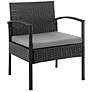 4_Noli 3-Piece Black Rattan Outdoor End Table and Armchair Set more views