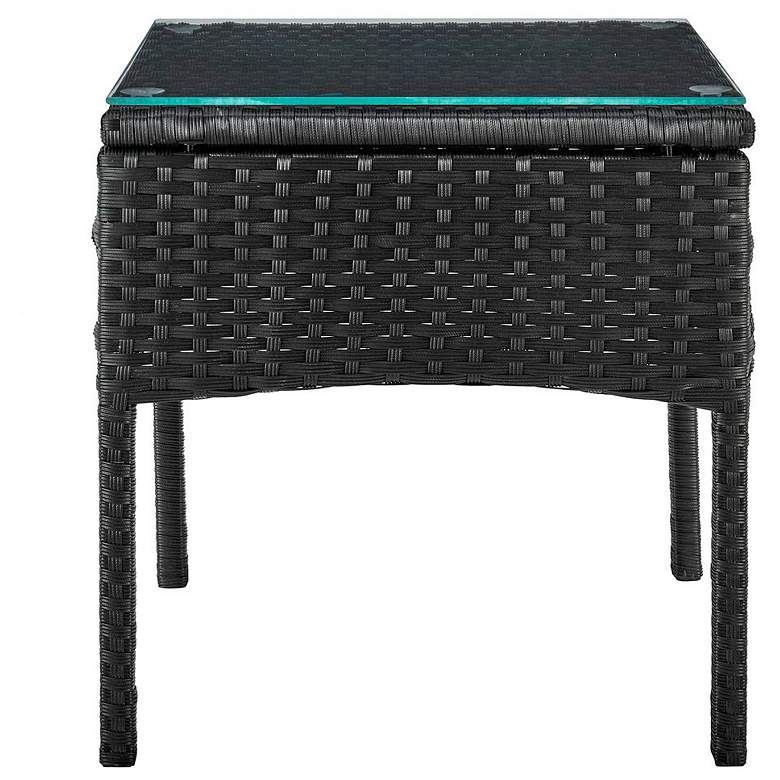 Image 7 Noli 3-Piece Black Rattan Outdoor End Table and Armchair Set more views