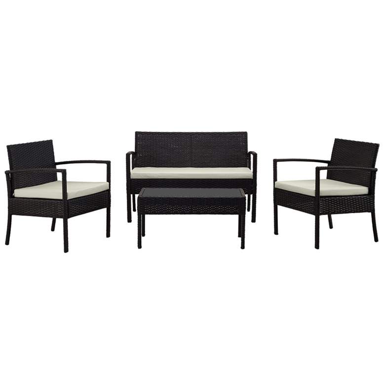 Image 1 Noli Patio 4-Person Conversation Set with Coffee Table with Cream Cushions