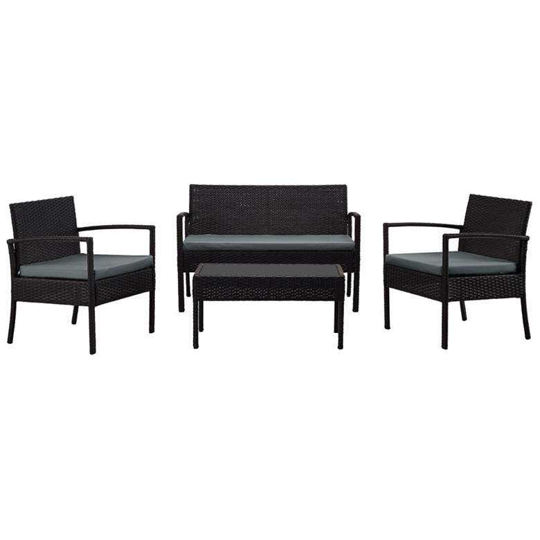 Image 1 Noli Patio 4-Person Conversation Set with Coffee Table with Grey Cushions