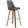 Nolte 30 in. Swivel Barstool in Walnut Finish with Gray Faux Leather