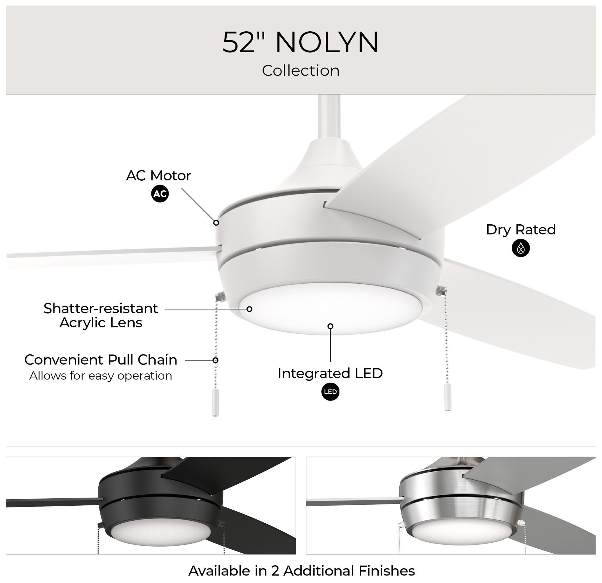 Image 5 Nolyn 52 in. 3-Blade Modern LED Ceiling Fan more views