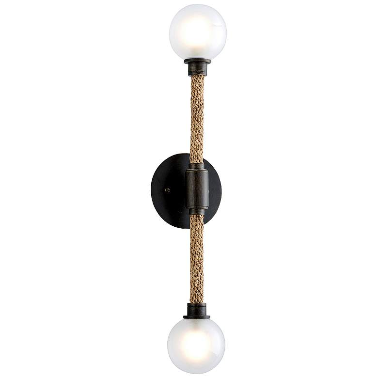 Image 1 Nomad 23 3/4"H Natural and Bronze 2-Light LED Wall Sconce