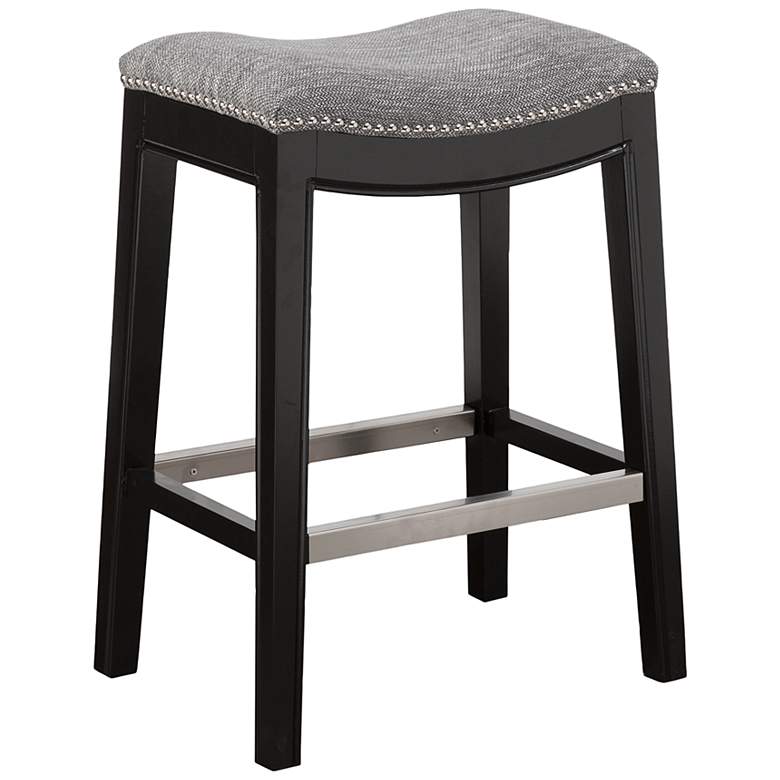 Image 2 Nomad 27 1/4 inch Gray Fabric Saddle Counter Stool