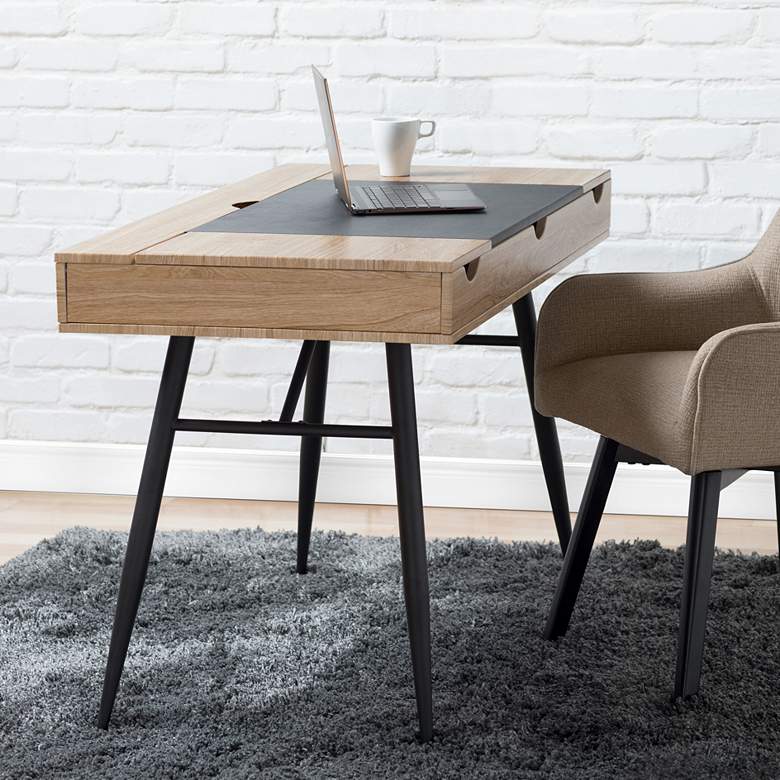 Image 1 Nook 47 1/4" Wide Graphite and Ashwood Writing Desk