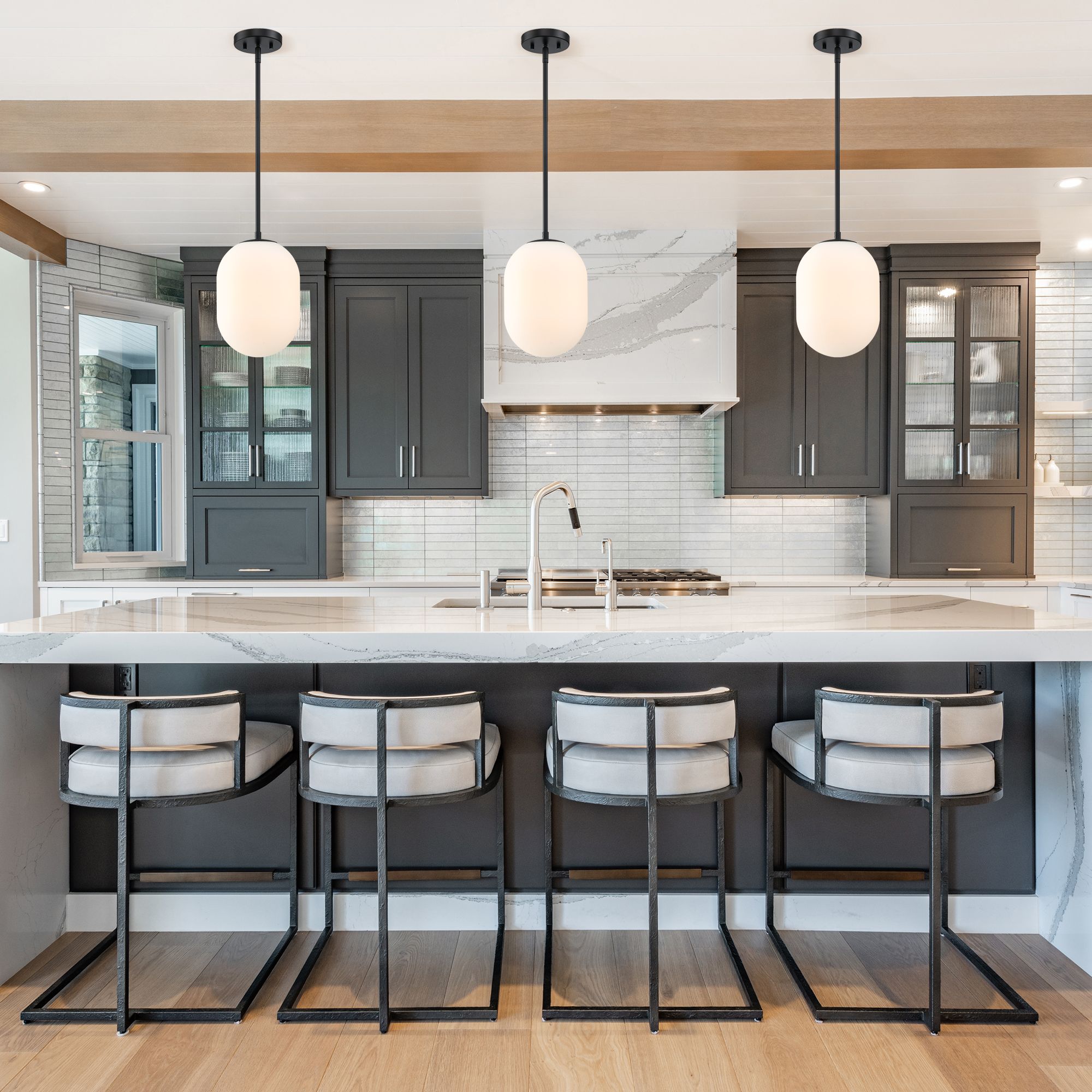 Noor 60 Watt 1-Light Matte Black Modern Pendant Light