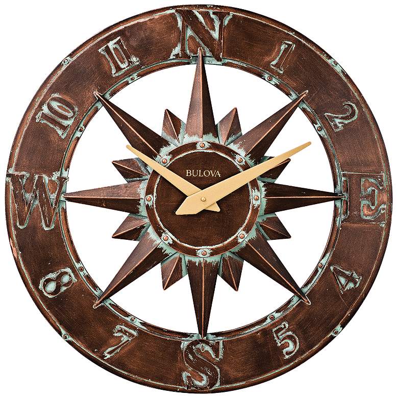 Image 1 Nor&#39;Easter Aged Bronze 27 inch Round Outdoor Wall Clock