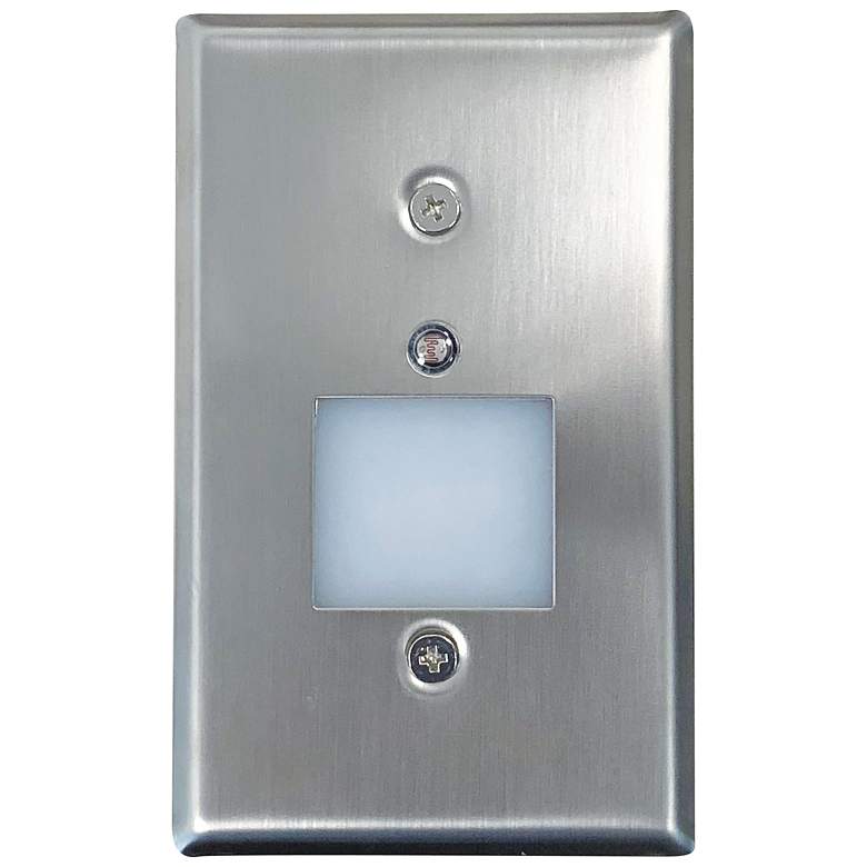 Image 1 Nora 2 3/4 inchW Nickel Lensed Dusk-to-Dawn LED Mini Step Light