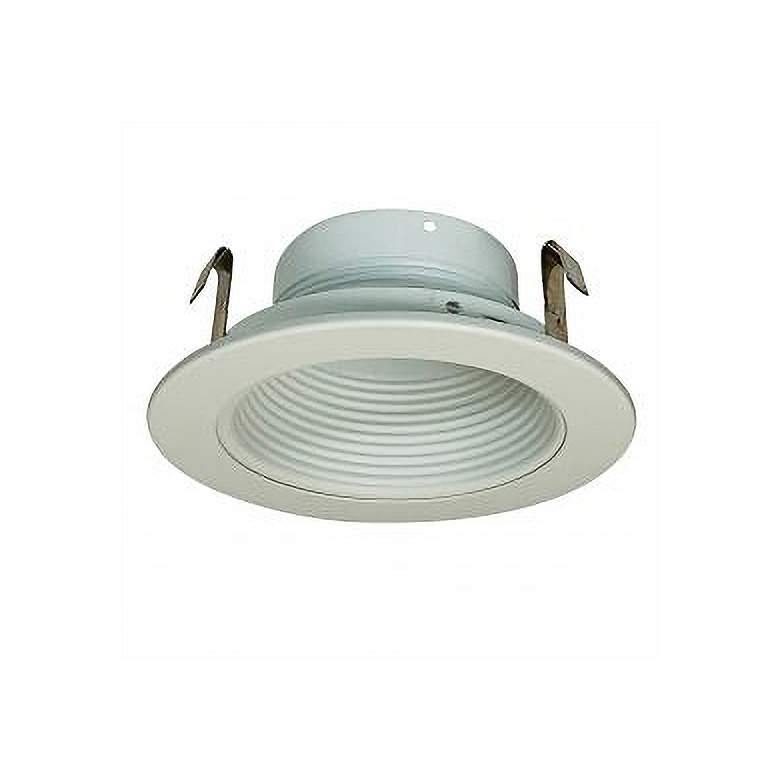 Image 1 Nora 4" White Stepped Baffle Recessed Light Trim with Ring