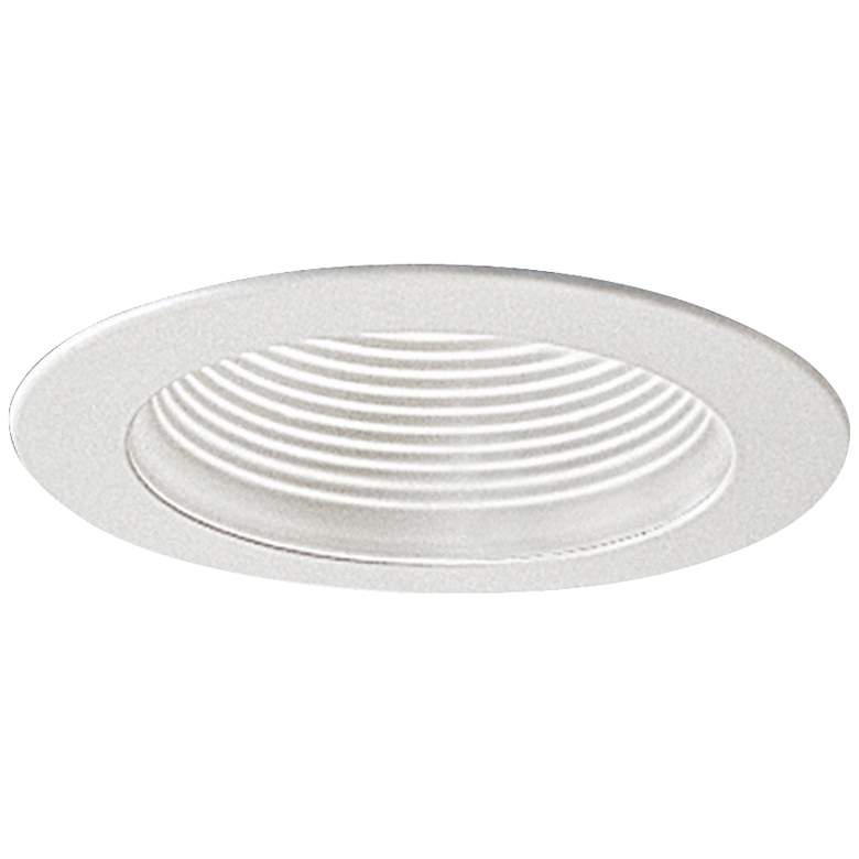 Image 1 Nora 4 inch Wide White Adjustable Stepped Baffle Recessed Trim