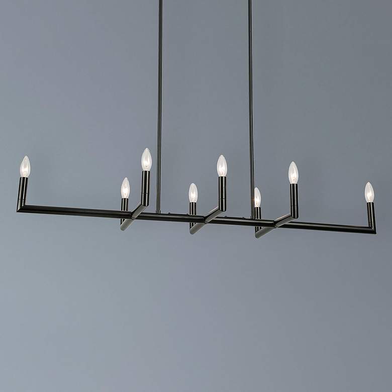 Image 1 Nora 47" Wide 8 Light Horizontal Matte Black Chandelier