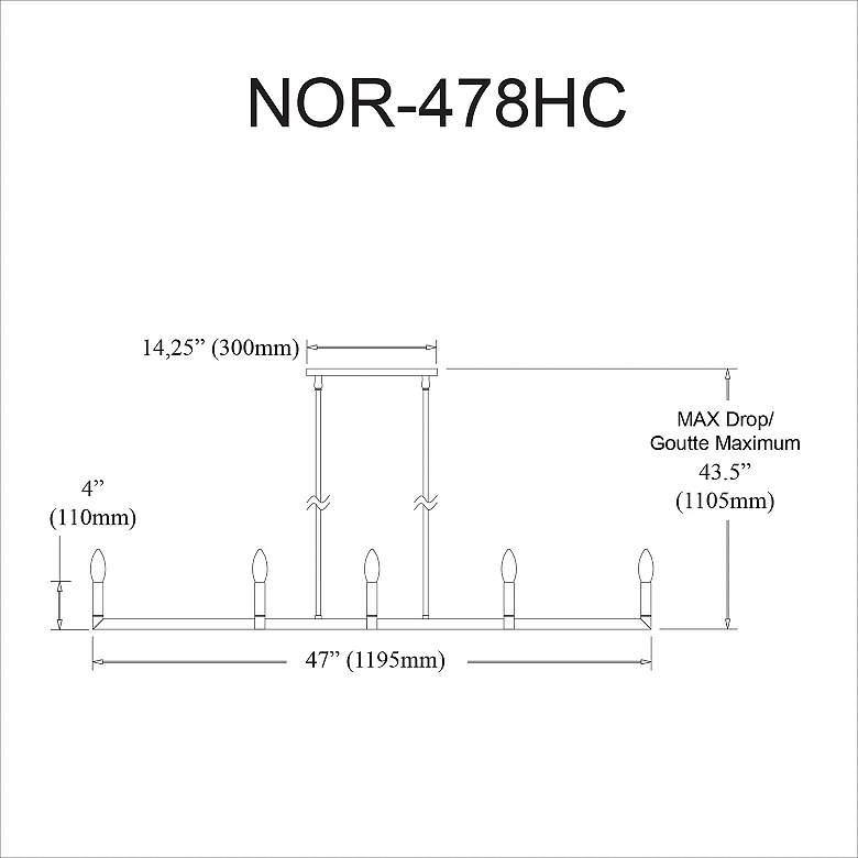 Image 3 Nora 47" Wide 8 Light Horizontal Matte Black Chandelier more views