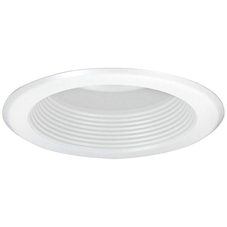 Image 1 Nora 5 inch Wide White Baffle Splay Recessed Lighting Trim