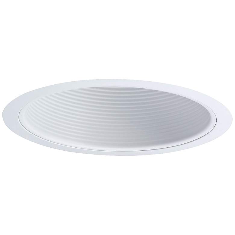 Image 1 Nora 6 inch Wide White Stepped Baffle Recessed Lighting Trim