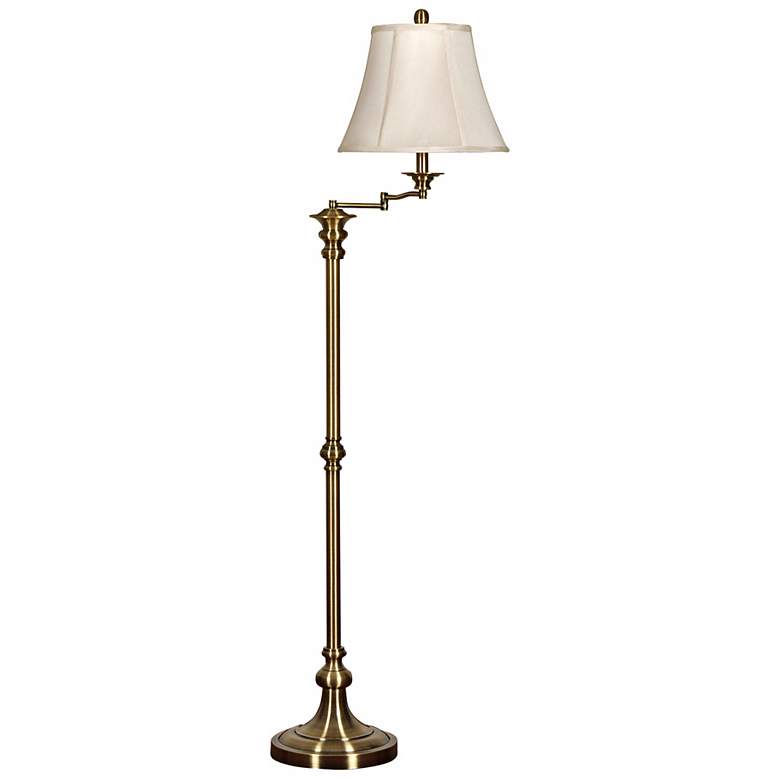 Image 2 Nora 62 inch High Antique Brass Adjustable Swing Arm Floor Lamp