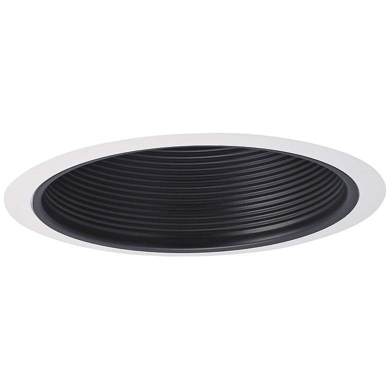 Image 1 Nora 7 inch Wide Black and White Stepped Recessed Lighting Trim