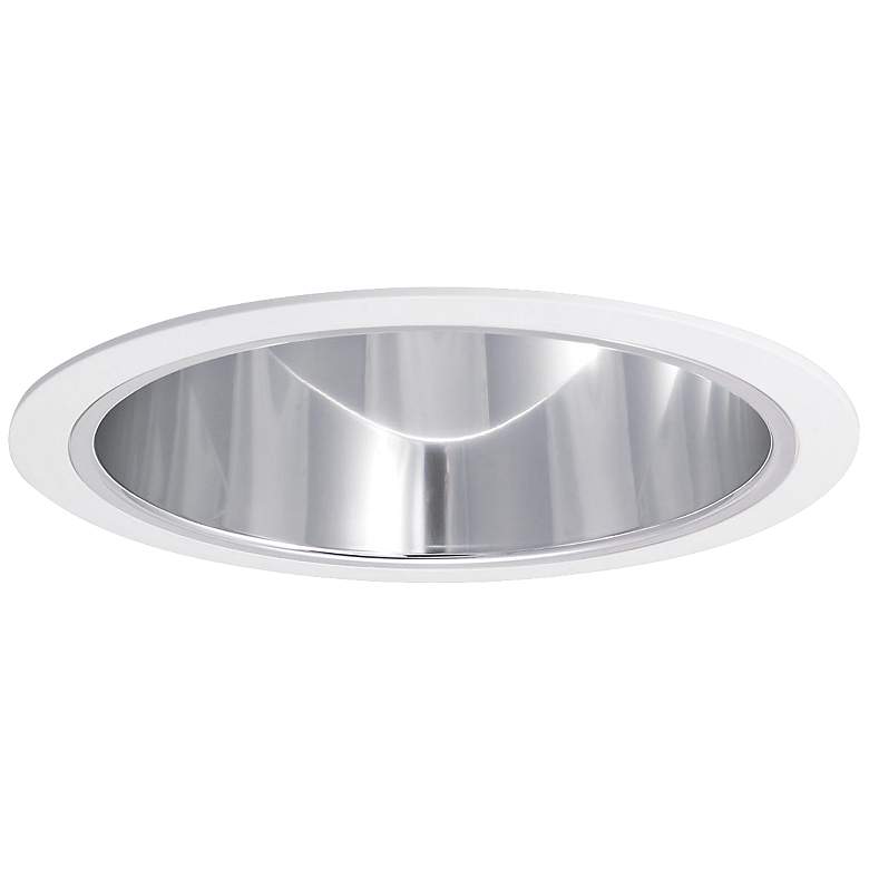 Image 1 Nora 7 inch Wide Chrome and White Recessed Cone Lighting Trim