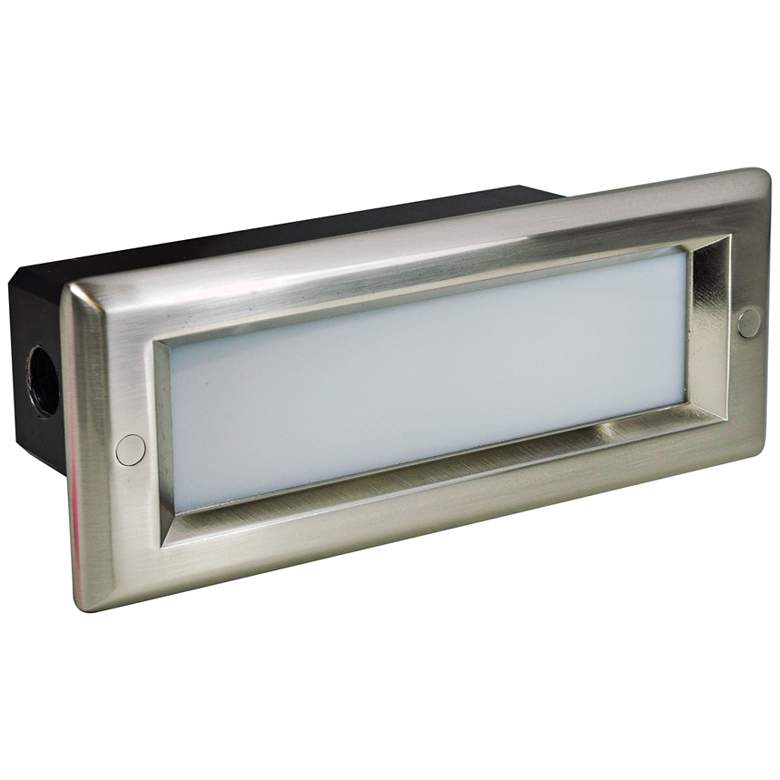 Image 1 Nora 8 3/4" Wide Nickel Lensed Dimmable LED Step/Brick Light