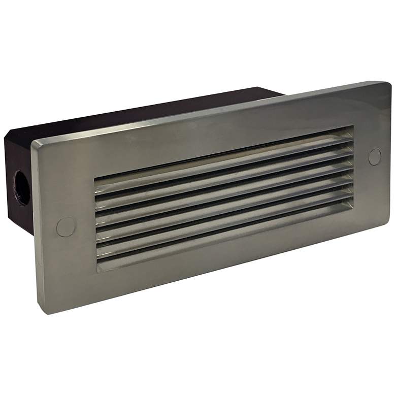 Image 1 Nora 8 3/4 inchW Nickel Louvered Dimmable LED Step/Brick Light