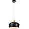 Nora Collection Pendant D11.5In H9In Lt:1 Black And Natural Wood Finish