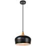 1_Nora Collection Pendant D11.5In H9In Lt:1 Black And Natural Wood Finish