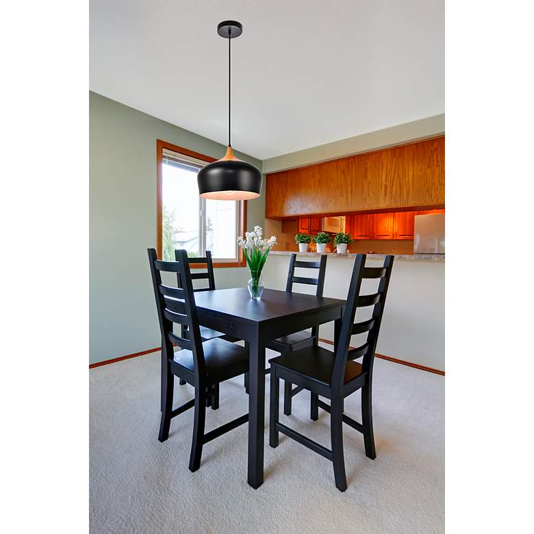 Image 2 Nora Collection Pendant D11.5In H9In Lt:1 Black And Natural Wood Finish more views