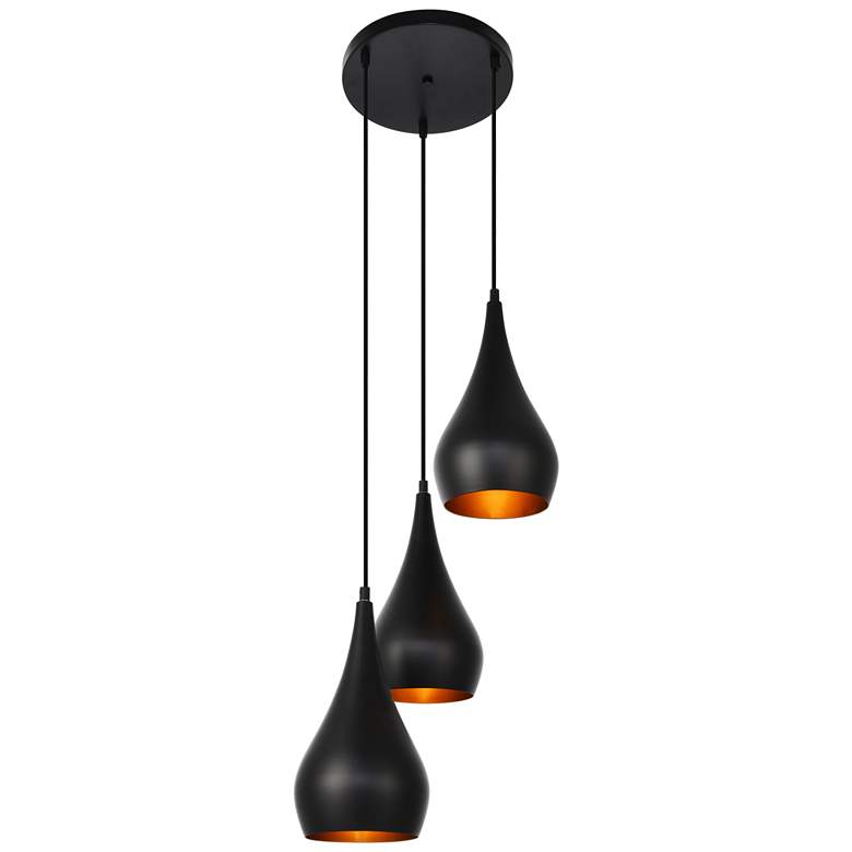 Image 1 Nora Collection Pendant D14.5In H11.5In Lt:3 Black Finish