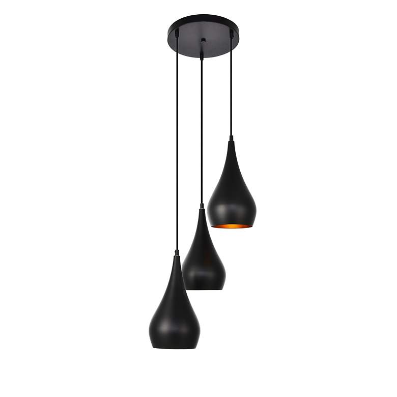 Image 3 Nora Collection Pendant D14.5In H11.5In Lt:3 Black Finish more views