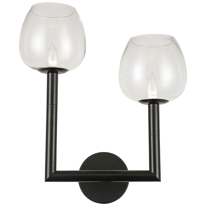 Image 2 Nora Left 15 1/4 inch High Matte Black 2-Light Wall Sconce