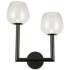 Nora Left 15 1/4" High Matte Black 2-Light Wall Sconce
