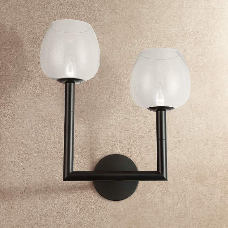 Image 1 Nora Left 15 1/4" High Matte Black 2-Light Wall Sconce