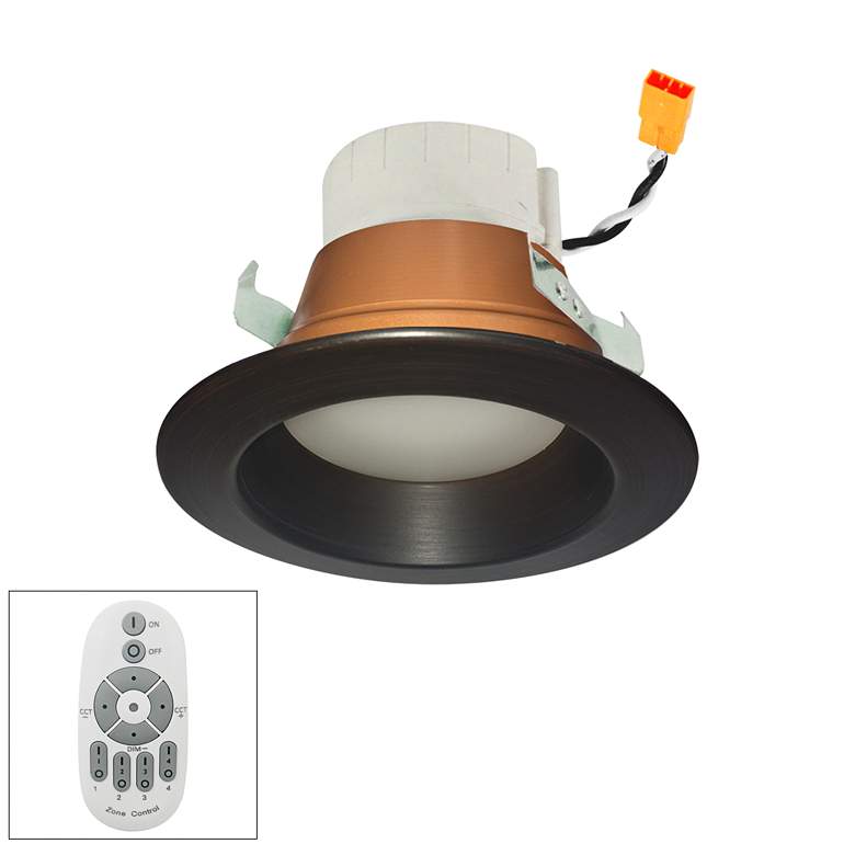Image 1 Nora Prism 4" Bronze LED Remote Retrofit Reflector Downlight