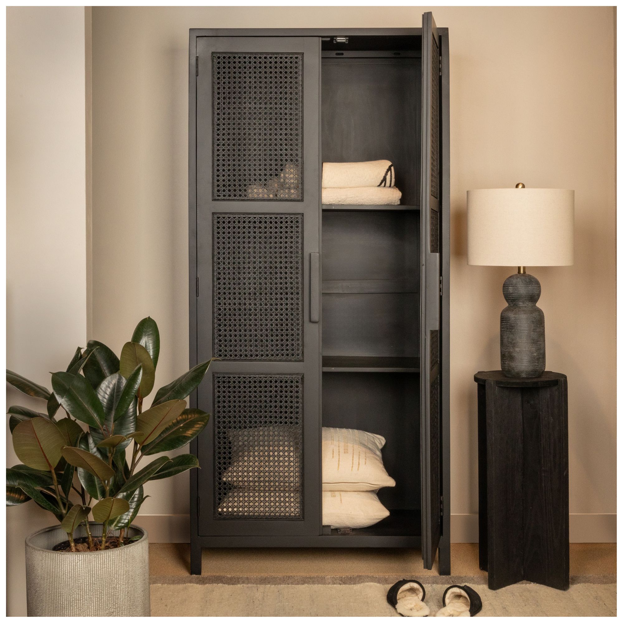 Image 3 Norah 35 1/2" Wide Black Wood 2-Door Curio Cabinet more views