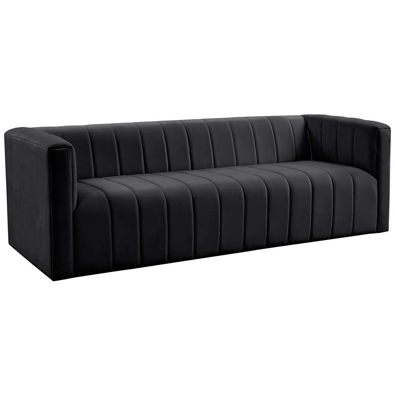 Image 2 Norah 90 inch Wide Black Velvet Sofa