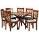 Norah Walnut Brown Wood 7-Piece Dining Table and Chair Set