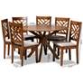 Norah Walnut Brown Wood 7-Piece Dining Table and Chair Set