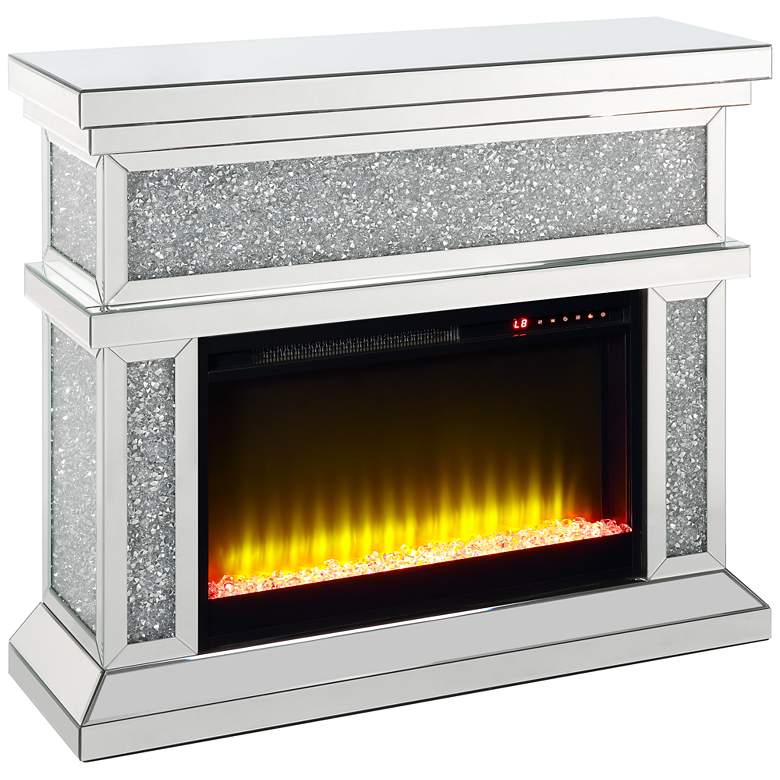 Noralie 39&quot;W Mirrored Tiered Mantel LED Electric Fireplace