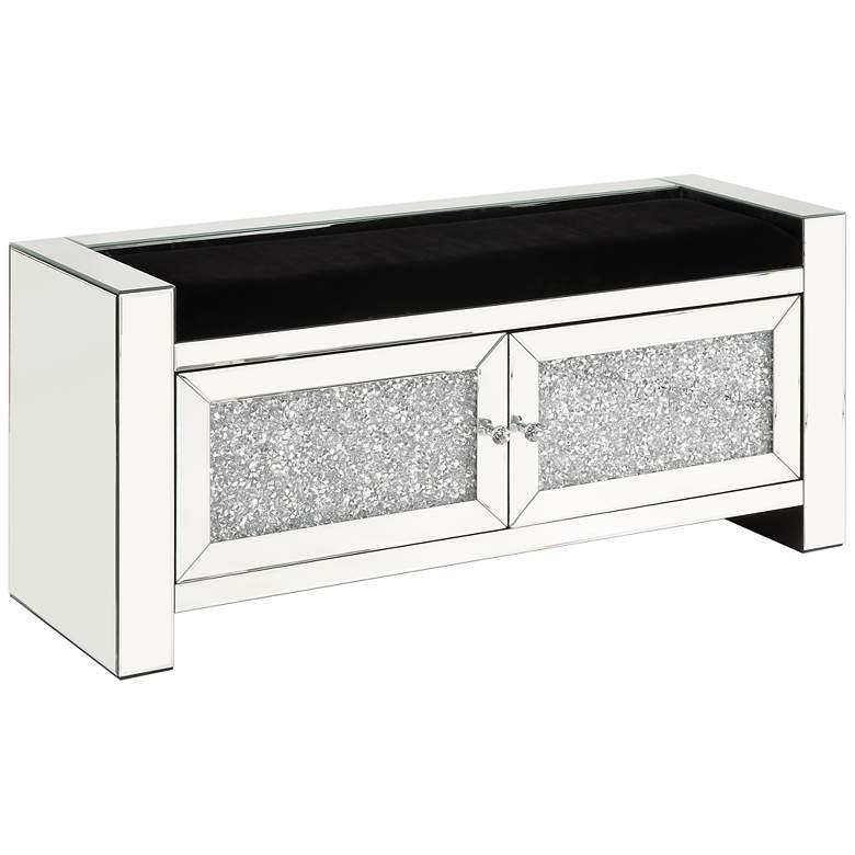 Image 1 Noralie 47" Wide Black Faux Leather 2-Door Bench