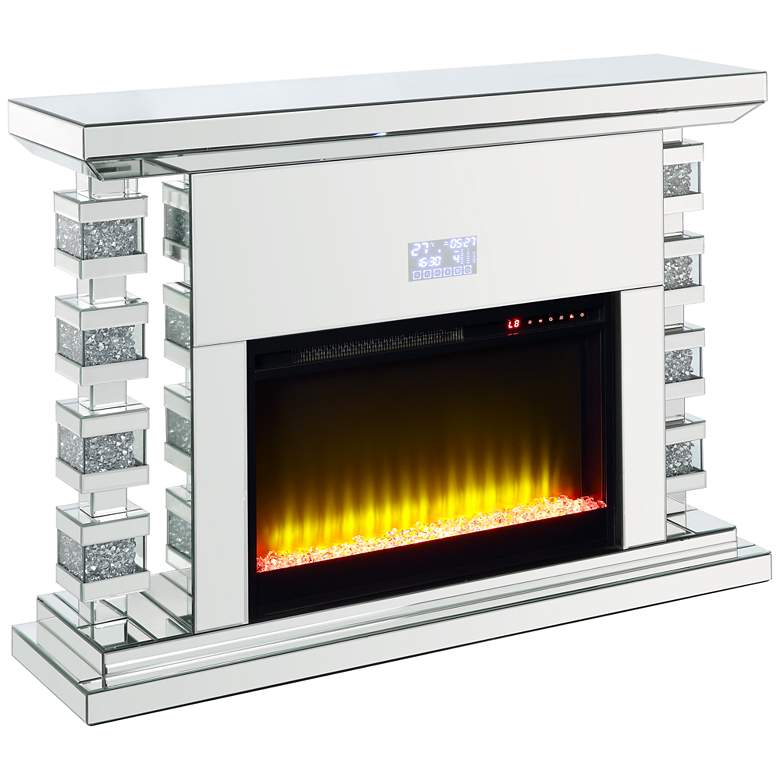 Image 1 Noralie 47" Wide Mirrored Cubic LED Electric Fireplace
