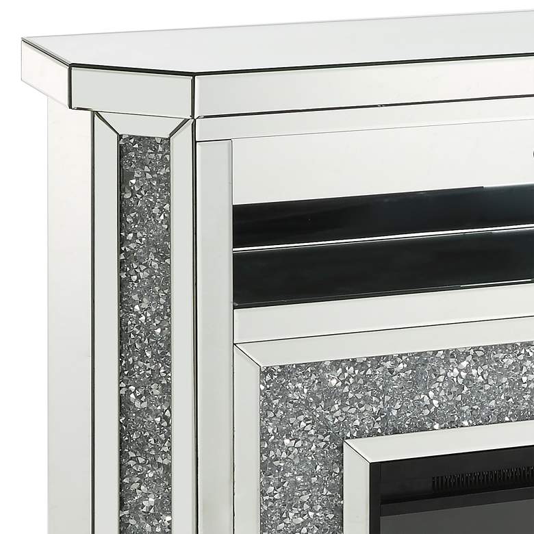 Image 2 Noralie 51"W Mirrored Faux Diamond LED Electric Fireplace more views
