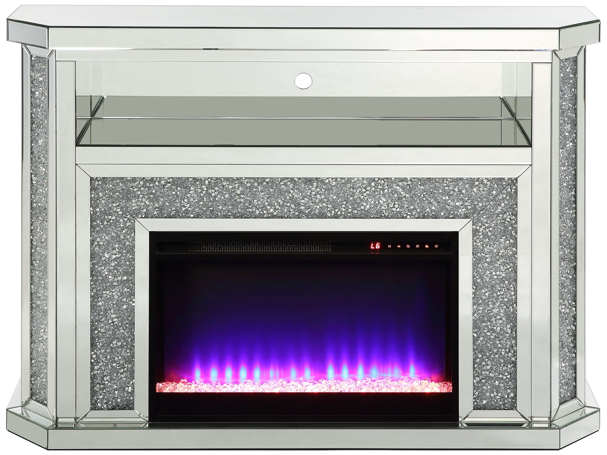 Noralie 51"W Mirrored Faux Diamond LED Electric Fireplace