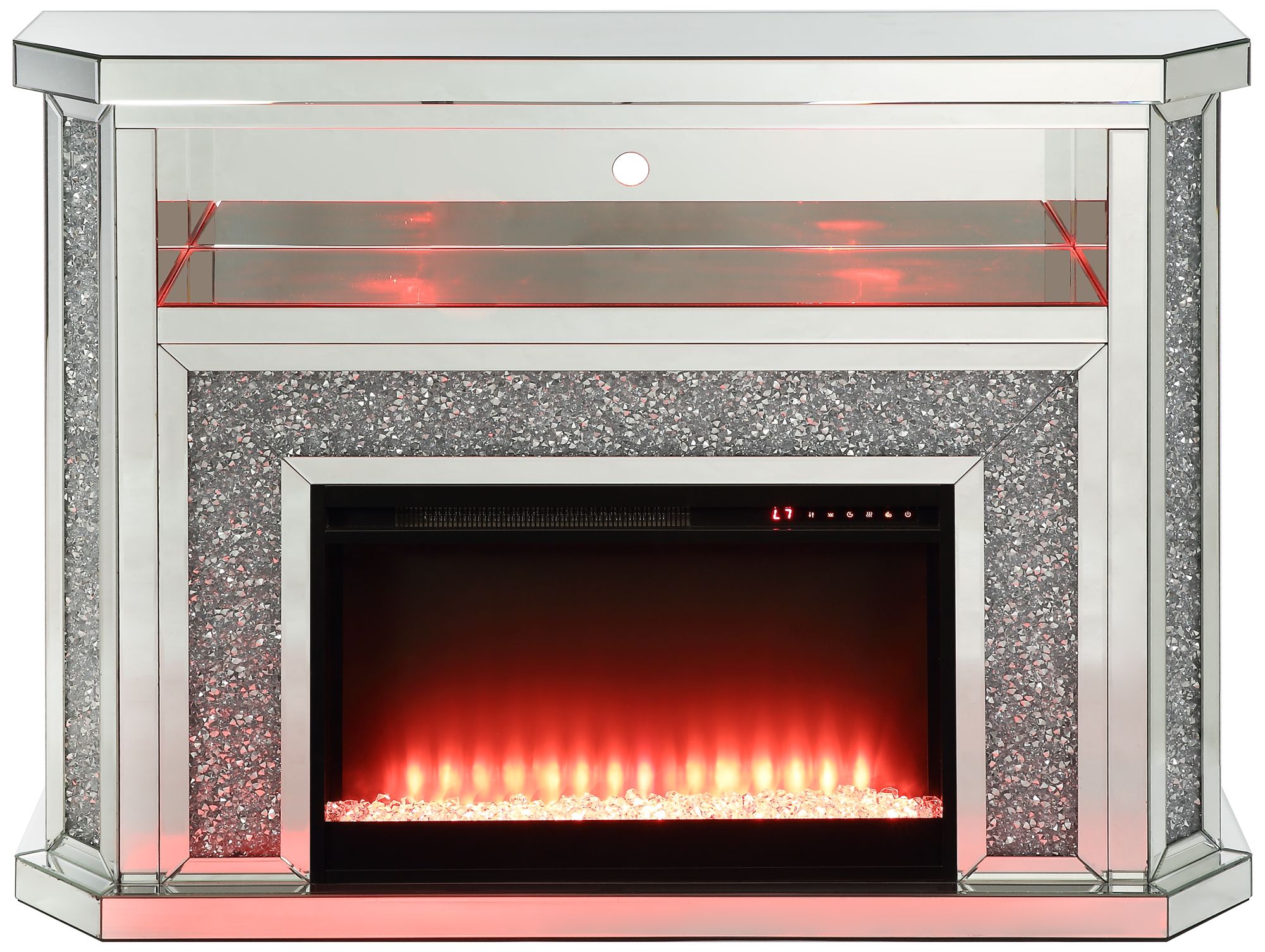 Noralie 51"W Mirrored Faux Diamond LED Electric Fireplace