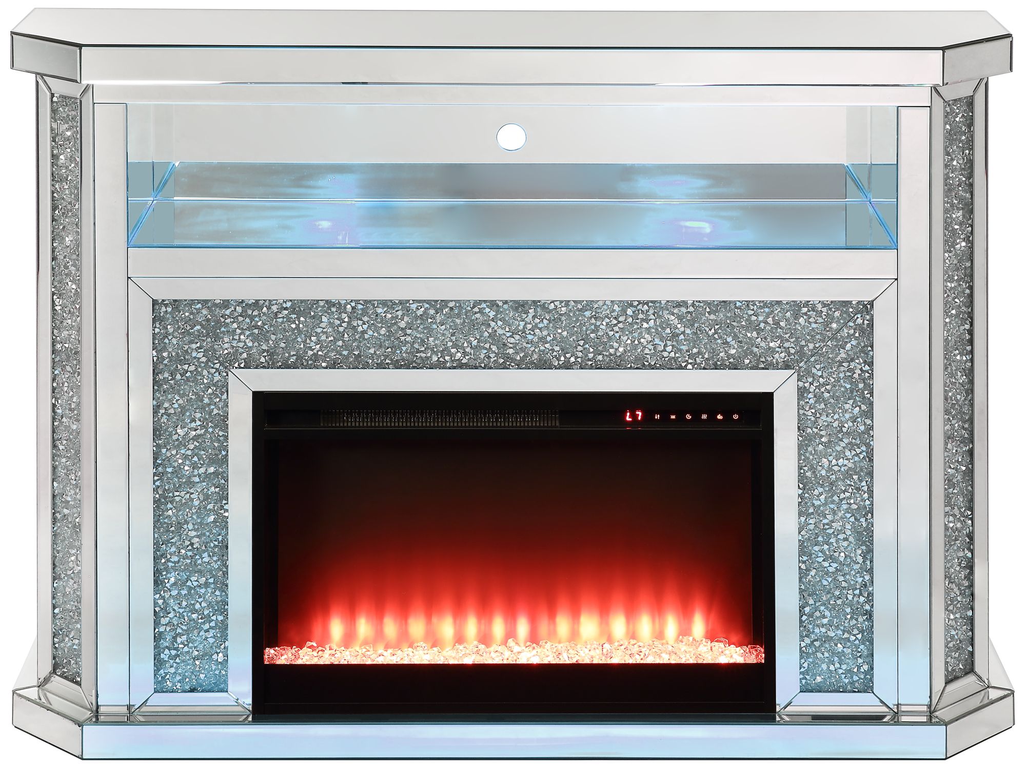 Noralie 51"W Mirrored Faux Diamond LED Electric Fireplace