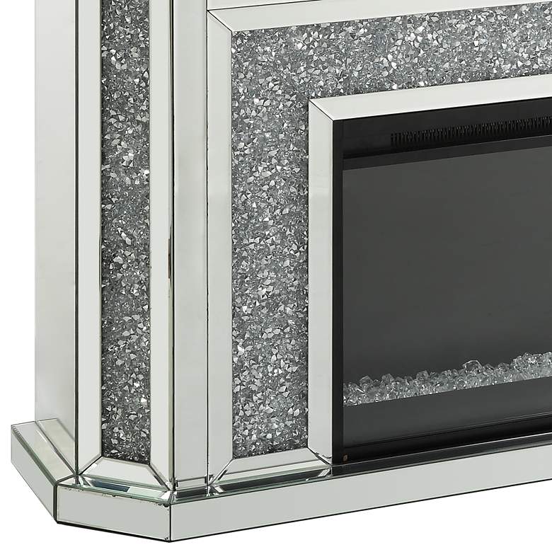 Noralie 51&quot;W Mirrored Faux Diamond LED Electric Fireplace more views